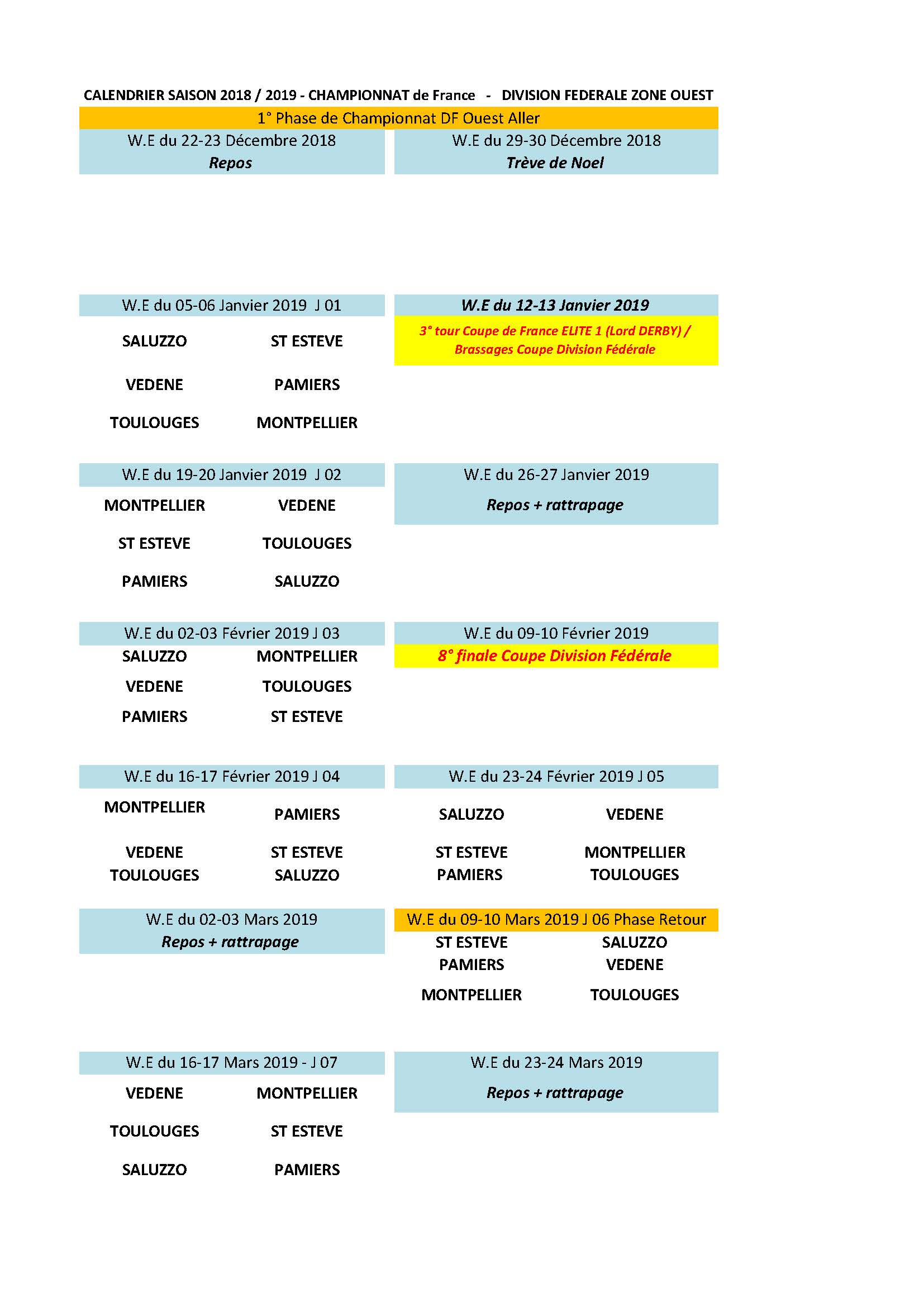 Calendrier Federale Suite Refonte Du Calendrier Federation Francaise De Rugby A Xiii