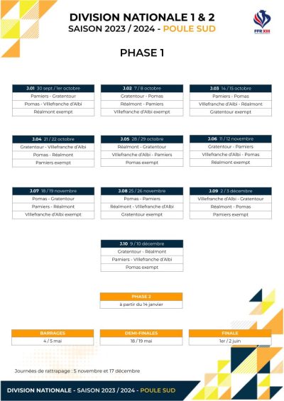 Division Nationale : Les Calendriers Pour La Saison 2023-2024 ...